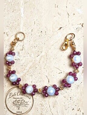 The "Rosa" Handmade Genuine Pearl & Raw Ruby In Floral Delicate Artisan Bracelet